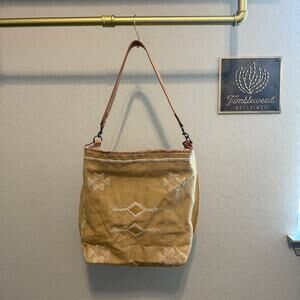 Women's Jenna Bee Handmade Moroccan Silk and Cotton Bag with Leather Strap NEW
